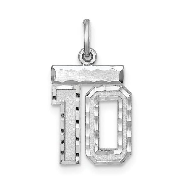 Sterling Silver, Varsity Collection, Small D/C Pendant, Number 10 - Picture 1 of 4